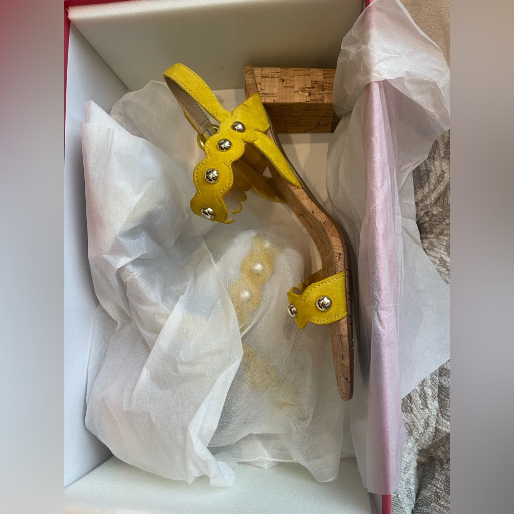 Vaneli Mavis Yellow Suede Heel